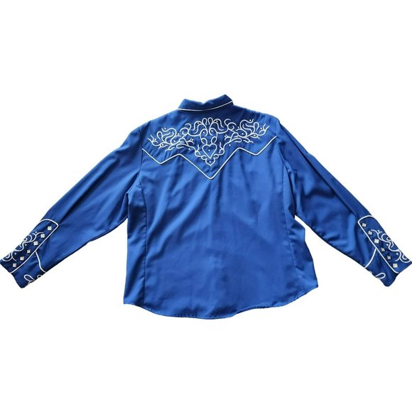 Women's Scully Western Blue Snap button Shirt XXL - Picture 4 of 16